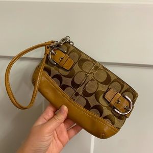 Coach brown wristlet